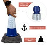 Street Solutions UK - 2 x 460mm Tall Traffic Cones Reflective Sleeve For Indoor And Outdoor Usage, Self Weighted Cones Are Manufactured In The UK Blue