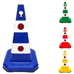 62CM Ultra Traffic Cone | Unbreakable Solid Body Reflective Traffic Cone with Cat-Eyes Lenses | High Visibility Safety Cone | Parking Cone with Chain and Sign Attaching Socket (Blue)