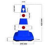 62CM Ultra Traffic Cone | Unbreakable Solid Body Reflective Traffic Cone with Cat-Eyes Lenses | High Visibility Safety Cone | Parking Cone with Chain and Sign Attaching Socket (Blue)