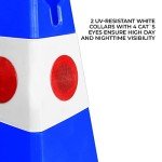 62CM Ultra Traffic Cone | Unbreakable Solid Body Reflective Traffic Cone with Cat-Eyes Lenses | High Visibility Safety Cone | Parking Cone with Chain and Sign Attaching Socket (Blue)