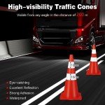 TANGZON 6 x 700mm Traffic Cones, No Parking PVC Safety Cones with Reflective Collars, Weighted Base & Safety Vest, Outdoor High Visibility Orange Hazard Construction Cones for Road Street