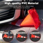TANGZON 6 x 700mm Traffic Cones, No Parking PVC Safety Cones with Reflective Collars, Weighted Base & Safety Vest, Outdoor High Visibility Orange Hazard Construction Cones for Road Street