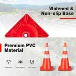 TANGZON 6 x 700mm Traffic Cones, No Parking PVC Safety Cones with Reflective Collars, Weighted Base & Safety Vest, Outdoor High Visibility Orange Hazard Construction Cones for Road Street