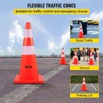 VEVOR Safety, 28 in/73 cm Height, 12 PCS PVC Orange Cone with 2 Reflective Collars and Weighted Base, Used for Traffic Control, Driveway Road Parking and School Improvement, RED