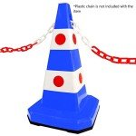 62CM Ultra Traffic Cone | Unbreakable Solid Body Reflective Traffic Cone with Cat-Eyes Lenses | High Visibility Safety Cone | Parking Cone with Chain and Sign Attaching Socket (Blue)
