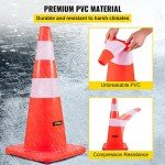 VEVOR Safety, 28 in/73 cm Height, 12 PCS PVC Orange Cone with 2 Reflective Collars and Weighted Base, Used for Traffic Control, Driveway Road Parking and School Improvement, RED