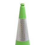 750mm Traffic Safety Green Cone With Reflective Sleeve Street Solutions UK Recycled Base Blow Moulded Top For Easy Grip Weighted Base Stable Heavy Duty Cone