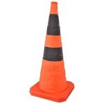 70cm Traffic Cones Collapsible Road Cones with Reflective Strip, Reflective Safety Cones Suitable for Traffic Management Vehicle Equipment, Good Recognition During Day or Night