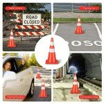 TANGZON 6 x 700mm Traffic Cones, No Parking PVC Safety Cones with Reflective Collars, Weighted Base & Safety Vest, Outdoor High Visibility Orange Hazard Construction Cones for Road Street