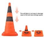 70cm Traffic Cones Collapsible Road Cones with Reflective Strip, Reflective Safety Cones Suitable for Traffic Management Vehicle Equipment, Good Recognition During Day or Night