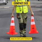 VEVOR Safety, 28 in/73 cm Height, 12 PCS PVC Orange Cone with 2 Reflective Collars and Weighted Base, Used for Traffic Control, Driveway Road Parking and School Improvement, RED