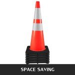 VEVOR 6Pack 36" Traffic Cones, Safety Road Parking Cone with Black Weighted Base, PVC Orange Traffic Safety Cones, Hazard Cones Reflective Collars for Construction Traffic Parking
