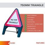Flood 750mm Triangle Road Sign 554 - Plastic Temporary Road Street Traffic Safety Sign for Road and Street Works - Freestanding with Reflective Sign Face