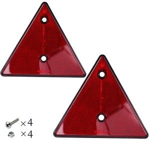 Woola 2 Pack Red Rear Reflectors Triangle Reflective for Gate Posts Safety Reflectors Screw on for Trailer Motorcycle Caravan Truck Boat