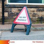Flood 750mm Triangle Road Sign 554 - Plastic Temporary Road Street Traffic Safety Sign for Road and Street Works - Freestanding with Reflective Sign Face