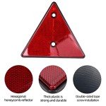 Woola 2 Pack Red Rear Reflectors Triangle Reflective for Gate Posts Safety Reflectors Screw on for Trailer Motorcycle Caravan Truck Boat