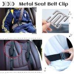 Car Seat Belt Clips Adjuster Seatbelt Universal All Auto Models, Metal Seat Belt Clip,Car Metal Seatbelt Clip, Locking Clip Safety Seat Belt Shoulder Stopper Buckle for Adults, Kids, Man (BLACK)