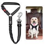 Dog Seat Belts For Cars Uk Headrest Dog Car Seat Belt Adjustable Dog Car Harness Pet Dogs Safety Seatbelt Anti Shock Elastic Puppy Restraint Strong Leash Leads For Dogs Pets Safety (BLACK)