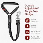 Dog Seat Belts For Cars Uk Headrest Dog Car Seat Belt Adjustable Dog Car Harness Pet Dogs Safety Seatbelt Anti Shock Elastic Puppy Restraint Strong Leash Leads For Dogs Pets Safety (BLACK)