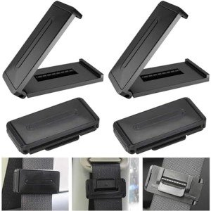 NUDFSY Seat Belt Clip, 4 PCS Seat Belt Adjuster, Universal Car Seat Belt Clips Adjuster Car Seatbelt Clip Stopper Strap Buckle Comfort Tension to Relax Shoulder Neck (Black)
