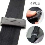 NUDFSY Seat Belt Clip, 4 PCS Seat Belt Adjuster, Universal Car Seat Belt Clips Adjuster Car Seatbelt Clip Stopper Strap Buckle Comfort Tension to Relax Shoulder Neck (Black)