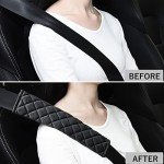 MIKAFEN Seat Belt Comfort Harness Pads - Car Seat belt Comfort Pads x 2 Hook And Loop Strap - Travel Cushion Seat Belt Covers (Black)