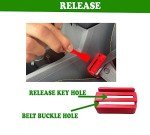 HowseHold Seat Belt Buckle Guard Cover 2 Pack & 4 Release Keys | Universal Fit, Prevents Kids & Disabled Passengers Unbuckling Seat Belts (2x Red Buckle Guards) Sea Belt Lock