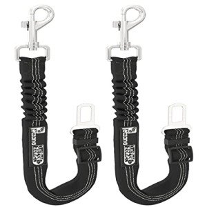 2 Pack Dog Seat Belt for Cars UK, Dog Car Harness, Heavy Duty, Double Layer, Elastic, Adjustable Safety Pet Seat Belt (Black).