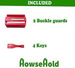HowseHold Seat Belt Buckle Guard Cover 2 Pack & 4 Release Keys | Universal Fit, Prevents Kids & Disabled Passengers Unbuckling Seat Belts (2x Red Buckle Guards) Sea Belt Lock