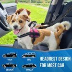 SlowTon Double Dog Seat Belt, New Dual Pet Car Headrest Restraint Safety Seatbelt No Tangle Dog Leash Duty Adjust Elastic Bungee Puppy Lead Splitter Connect Harness in Vehicle Travel for 2 dog (Black)