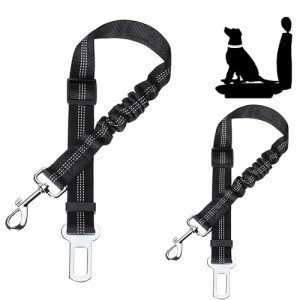 Navani Dog Seat Belts for Cars UK - Adjustable Headrest Dog Car Seat Belt with Harness Clip - Elastic Lead with Bungee Buffer Dog Car Harness - Essential Dog Car Accessories for Traveling Pets - 2psc