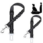 Navani Dog Seat Belts for Cars UK - Adjustable Headrest Dog Car Seat Belt with Harness Clip - Elastic Lead with Bungee Buffer Dog Car Harness - Essential Dog Car Accessories for Traveling Pets - 2psc