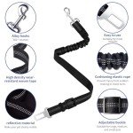 Adjustable Dog Car Seat Belt Harness, Pet Safety Belt with Elastic Strap, Dog Car Harness for Travel, Black, 20in-29in long