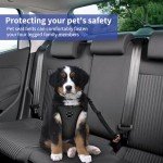 Adjustable Dog Car Seat Belt Harness, Pet Safety Belt with Elastic Strap, Dog Car Harness for Travel, Black, 20in-29in long