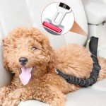 Adjustable Dog Car Seat Belt Harness, Pet Safety Belt with Elastic Strap, Dog Car Harness for Travel, Black, 20in-29in long