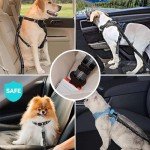Navani Dog Seat Belts for Cars UK - Adjustable Headrest Dog Car Seat Belt with Harness Clip - Elastic Lead with Bungee Buffer Dog Car Harness - Essential Dog Car Accessories for Traveling Pets - 2psc