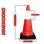 2 Pcs Traffic Cone PPC with PE Base | 75 CM Road Safety Reflective Traffic | High Visibility Red Street Cone | Portable Wind Resistant Traffic Cone with Black Base (2)