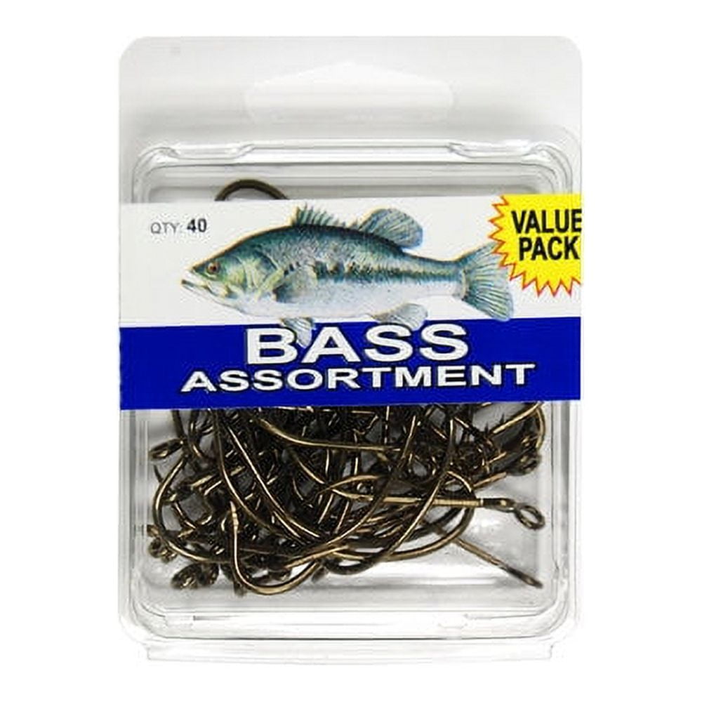 40 Piece Eagle Claw Bass Fishing Hooks Assortment