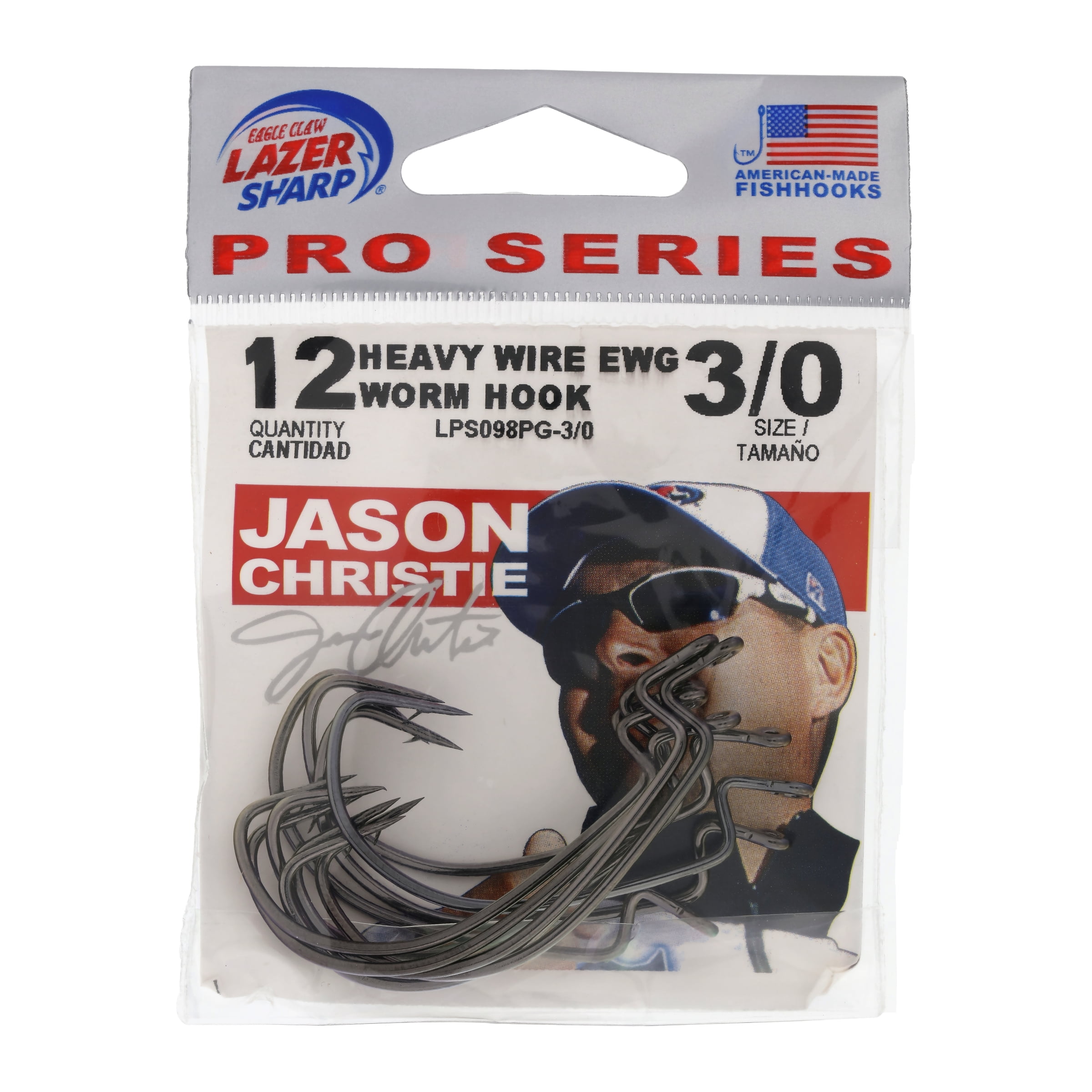 Eagle Claw Lazer Sharp Hooks, Size 3/0, 12 Pack