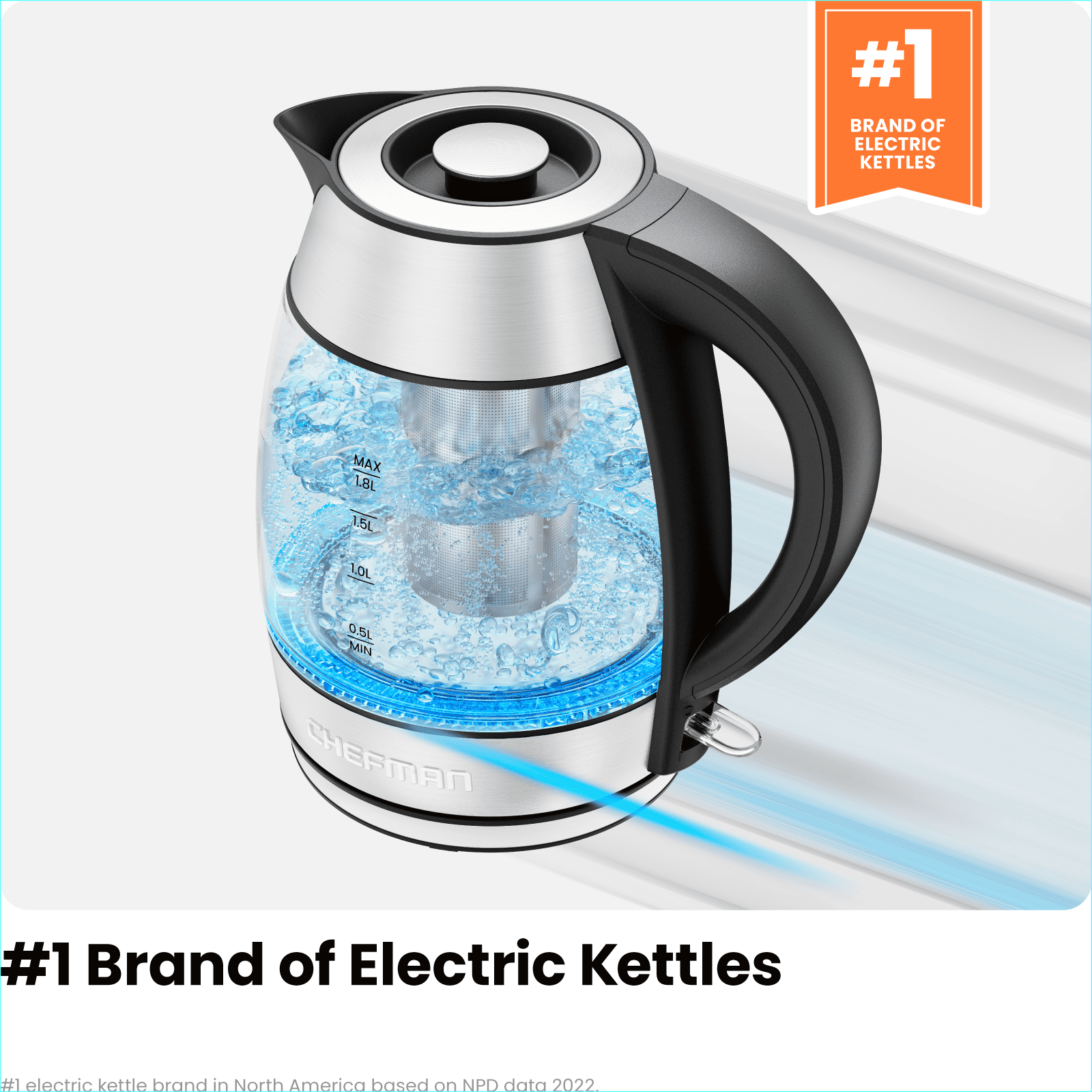 Chefman 1.8L Electric Glass Tea Infuser Kettle
