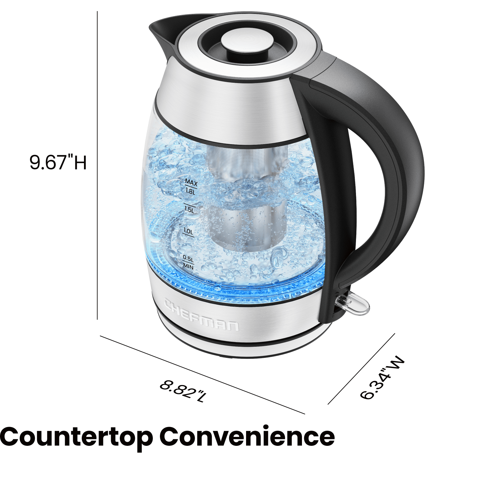 Chefman 1.8L Electric Glass Tea Infuser Kettle