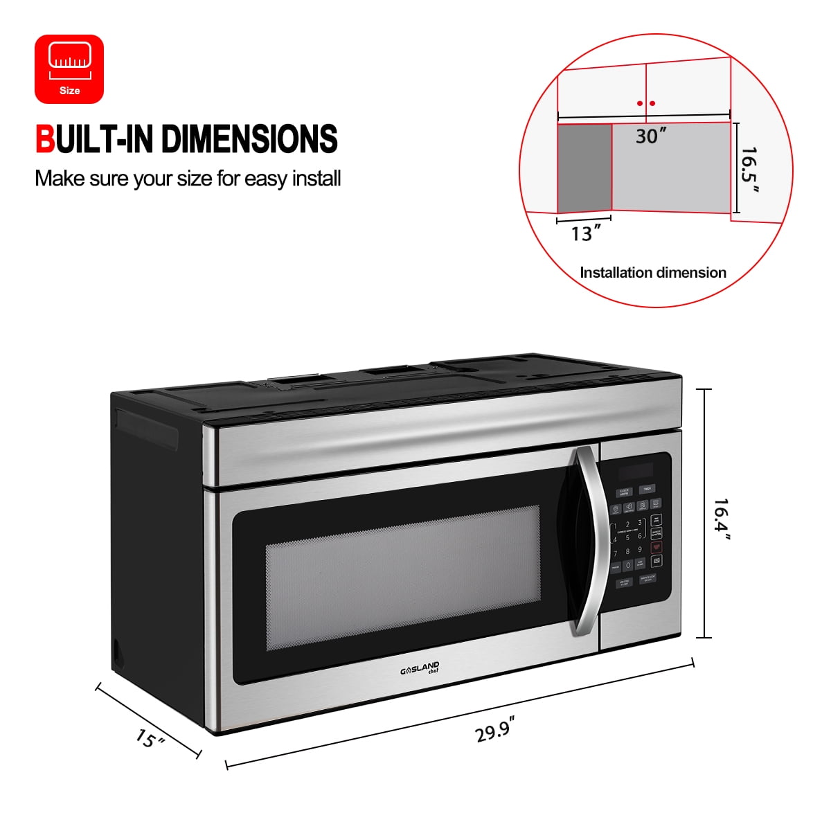 GASLAND Chef 30" Stainless Steel Microwave Oven