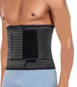 Abdominal Binder Post Surgery Hernia Support Belt Belly Wrap for Men Women, Post-Surgery Stomach Compression Belly Band for Post C Section, Natural Birth, Abdominal Injuries (Black, Small/Medium)