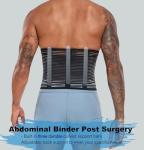 Abdominal Binder Post Surgery Hernia Support Belt Belly Wrap for Men Women, Post-Surgery Stomach Compression Belly Band for Post C Section, Natural Birth, Abdominal Injuries (Black, Small/Medium)