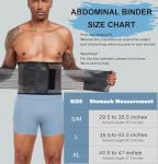 Abdominal Binder Post Surgery Hernia Support Belt Belly Wrap for Men Women, Post-Surgery Stomach Compression Belly Band for Post C Section, Natural Birth, Abdominal Injuries (Black, Small/Medium)