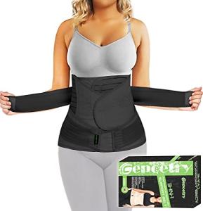 3 in 1 Postpartum Belly Band Wrap Support Recovery Girdles Abdominer Binder Post Surgery Belly&Waist&Pelvis Support Belt & Back Brace (Black, Large)