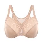 Delimira Plus Size Lace Front Closure Bra Beige