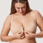Delimira Plus Size Lace Front Closure Bra Beige