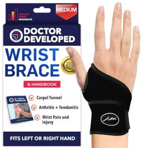 Dr. Arthritis Doctor Developed Copper Wrist Brace/Wrap for Carpal Tunnel Support, Splint Brace -F.D.A. Medical Device & Doctor Handbook-Night Support for Women Men-Right & Left hands (Single)