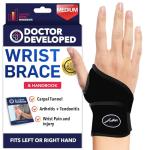 Dr. Arthritis Doctor Developed Copper Wrist Brace/Wrap for Carpal Tunnel Support, Splint Brace -F.D.A. Medical Device & Doctor Handbook-Night Support for Women Men-Right & Left hands (Single)